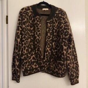 Sezane Animal Print Cardigan in Brown and Black